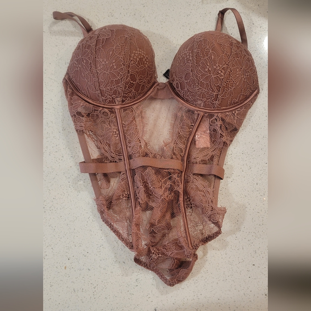 Victoria's Secret Lace Bodysuit in Brown